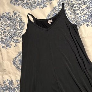 Basic black midi dress with slit